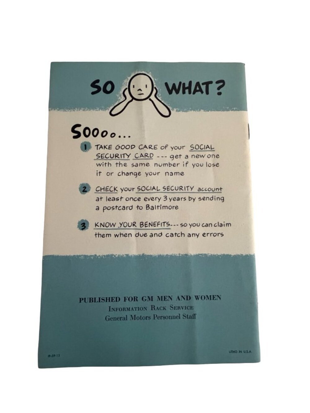 Vintage 1959 Social Security and You GM Employee Booklet Benefits Taxes Ephemera - Picture 2 of 6